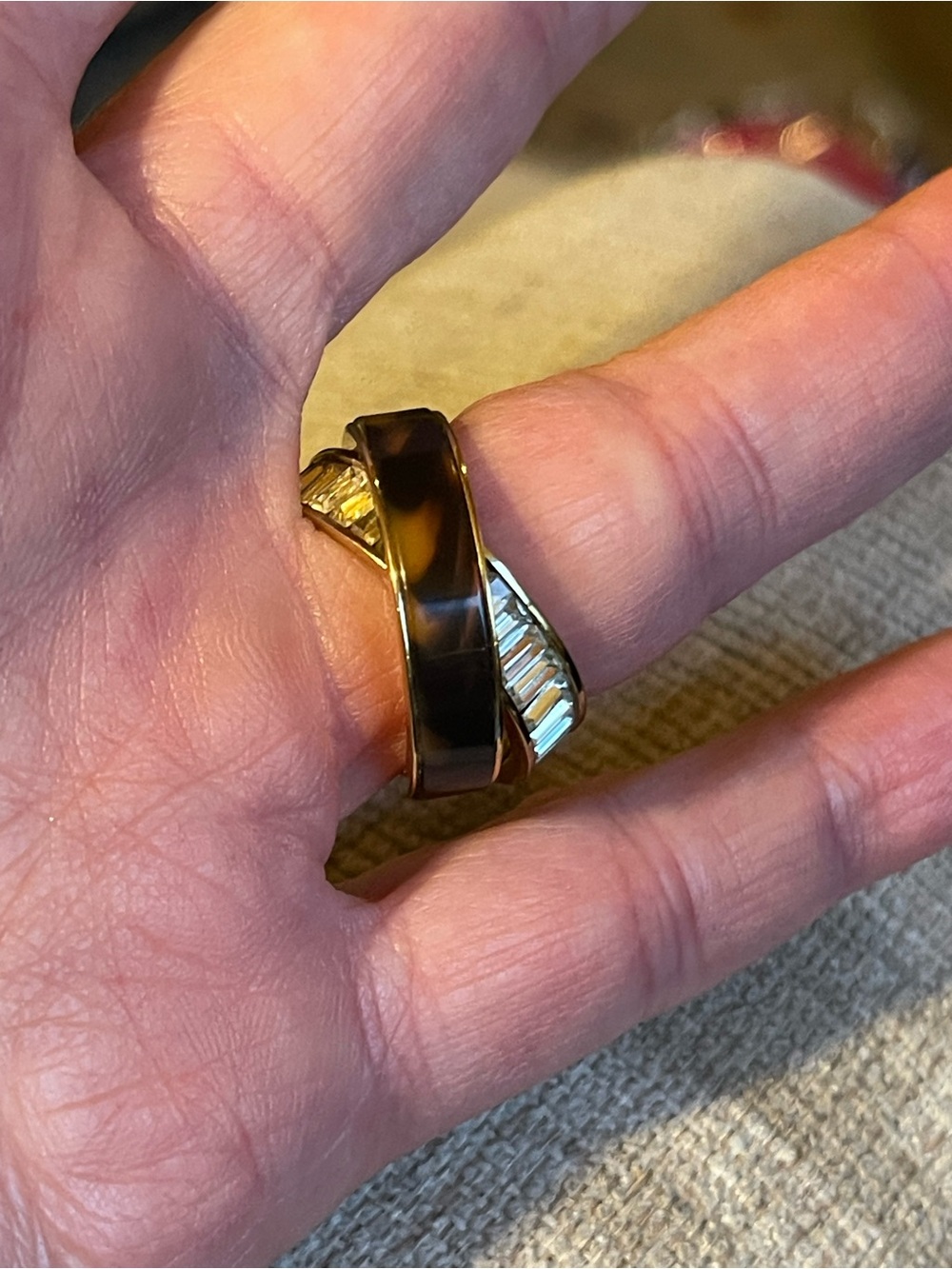 Michael Kors Black and Silver Stacked Baguette Ring - Picture 2 of 7